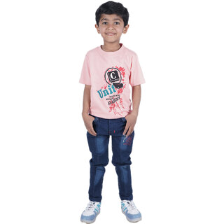 Kid Kupboard Cotton Boys T-Shirt, Light Pink, Half-Sleeves, 6-7 Years KIDS7266