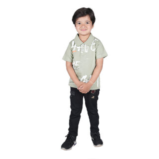 Kid Kupboard Cotton Boys T-Shirt, Light Grey, Half-Sleeves, 6-7 Years KIDS7267