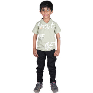 Kid Kupboard Cotton Boys T-Shirt, Light Grey, Half-Sleeves, 7-8 Years KIDS7268