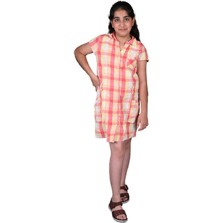 Kid Kupboard Cotton Girls A-Line Dress, Multicolor, Half Sleeves, 13-14 Years KIDS7276