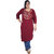 Kid Kupboard Cotton Women A-Line Kurta, Maroon, Full-Sleeves, XL-Xtra Large KIDS7279