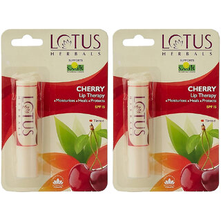Lotus Herbals Lip Therapy Tinted Lip Balm - Cherry  Spf 15  Moisturises, Heals  Protects Lips  3.4G ( Pack Of 2 )
