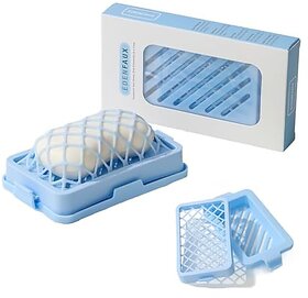 High Elasticity Mesh Soap Dish - Multifunctional Soap-Saving Non-Slip Easy Lathering Efficient Cleaning Bar Soap Holder for Bathroom Shower Gym and Travel (Blue)