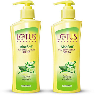 Lotus Herbals Aloesoft Daily Body Lotion  Non Greasy  Cools And Refreshes Skin  Spf 20 250Ml ( Pack Of 2 )