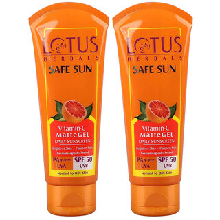 Lotus Herbals Safe Sun Vitamin C Matte Gel Daily Sunscreen  Spf 50  Pa+++  Paraben Free  75G ( Pack Of 2 )