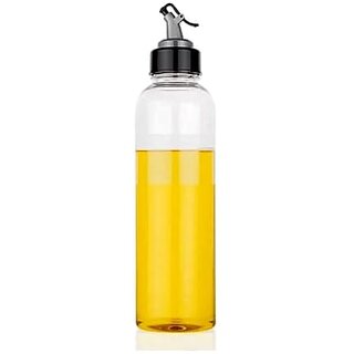 1 L Oil Dispenser Bottle for Kitchen (1000 ml) Food Graded Clear Finish Unbreakable Plastic Olive/Vinegar with Airtight Lid Leak Proof Transparent Dispenser (Oil Dispenser) (PACK of 1)