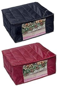 Aronkart Garment CoverParachute Quilted Saree CoversSaree Cover Bag - Parachute Material With Steel ZipSaree Cover Parachute Material (Pack of 2 Black  Maroon)