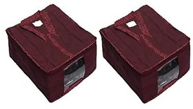 Aronkart Parachute Quilted Shirt Cover Wardrobe Cloth Organizer Shirts and Clothing Organizer (Pack of 2 Red)