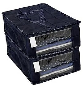 Aronkart Parachute Quilted Shirt Cover Wardrobe Cloth Organizer Shirts and Clothing Organizer (Pack of 2 Blue)