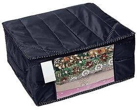 Aronkart Parachute Material 3 Layered Quilted Saree Cover Wardrobe Organizer (Water Resistant) (Pack of 1 Blue)