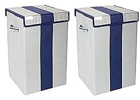 Aronkart Combo Non Woven Foldable 68 Ltrs Laundry Bag Storage Basket Bin with Lid and Handle for Washing Clothes Blue