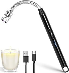 USB Rechargeable Electric Gas Lighter for Kitchen, Lighter for Candles, Electric Arc Lighter with Led Battery Indicator,