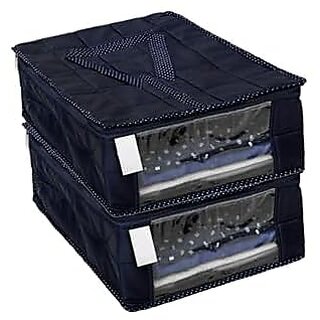 Aronkart Parachute Quilted Shirt Cover Wardrobe Cloth Organizer Shirts and Clothing Organizer (Pack of 2 Blue)