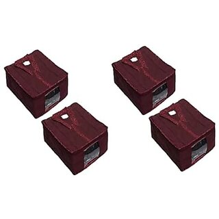 Aronkart Parachute Quilted Shirt Cover Wardrobe Cloth Organizer Shirts and Clothing Organizer (Pack of 4 Red)