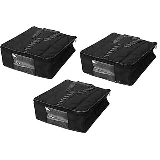 Aronkart Parachute Quilted Shirt Cover Wardrobe Cloth Organizer Shirts and Clothing Organizer (Pack of 3 Black)