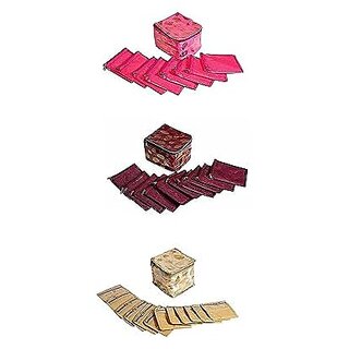 Aronkart Brocade Jewellery Box Organizer Multipurpose Jewellery Storage Bag Travel Kit Organizer with 10 Pouch (Maroon Gold  Pink)