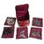Aronkart Brocade Jewellery Box Organizer Multipurpose Jewellery Storage Bag Travel Kit Organizer with 10 Pouch (Maroon Gold  Pink)