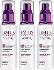 Lotus Herbals Youthrx Gineplex Youth Compound Activating Moisturiser Spf 20 Pa+++  50ml (Pack Of 3)