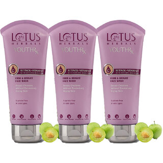 Lotus Herbals Youthrx Firm  Bright Face WashBakuchiol Retinol Vitamin CAnti Ageing 100Ml  (Pack Of 3)