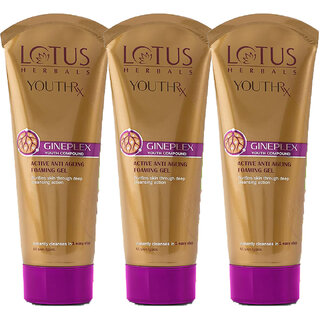 Lotus Herbals Youthrx Active Anti Ageing Foaming Gel Face Wash  With Jojoba Ginseng  Ginger  100G  (Pack Of 3)