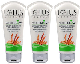 Lotus Herbals Whiteglow Oatmeal  Yogurt Skin Whitening  Brightening Scrub 100G  (Pack Of 3)