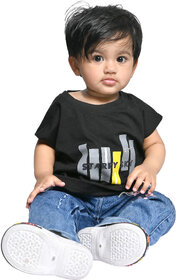 Kid Kupboard Cotton Baby Girls T-Shirt, Black, Half-Sleeves, 12-18 Months KIDS7298