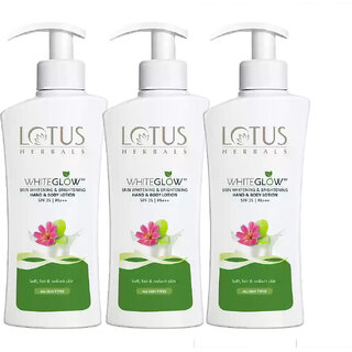 Lotus Herbals Whiteglow Skin Whitening  Brightening Hand  Body Lotion Spf25  Pa270Ml   (Pack Of 3)