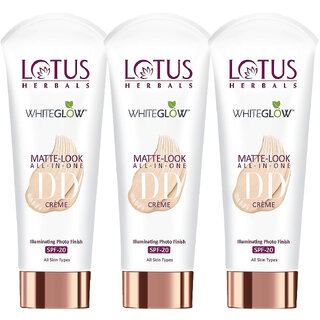 Lotus Herbals Whiteglow Matte Look All In One Dd Cream  Natural Beige  Spf 20  All Skin Types  50G ( Pack Of 3)