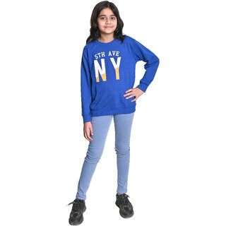 Kid Kupboard Cotton Girls Sweatshirt, Blue, Full-Sleeves, 10-11 Years KIDS7296