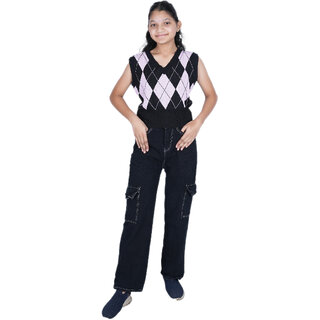 Kid Kupboard Cotton Girls Sweater, Multicolor, Sleeveless, Above 14 Years KIDS7320