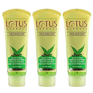 Lotus Herbals Neemwash Neem  Clove Ultra Purifying Face Wash With Active Neem Slices   150Ml  (Pack Of 3)