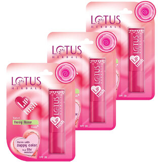Lotus Herbals Lip Lush Tinted Lip Balm  Strawberry Crush  Spf 20  8H Moisturisation  4G  (Pack Of 3)