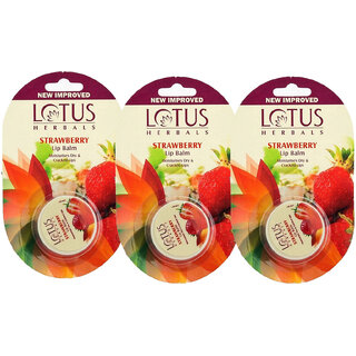 Lotus Herbals Lip Balm  Strawberry  For Dry  Cracked Lips  5G  (Pack Of 3)