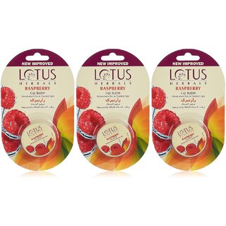 Lotus Herbals Lip Balm  Raspberry  For Dry  Cracked Lips  5G ( Pack Of 3)