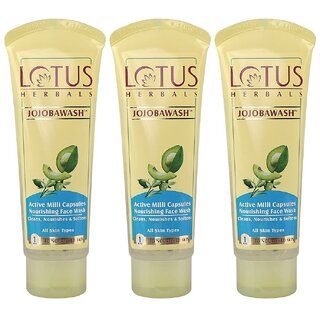 Lotus Herbals Jojobawash Active Milli Capsules Nourishing Face Wash   For All Skin Types  150Ml ( Pack Of 3)