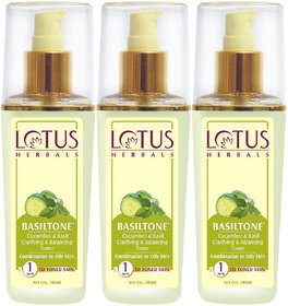 Lotus Herbals Basiltone Clarifying  Balancing Skin Toner  With Cucumber  Basil   100Ml  (Pack Of 3)