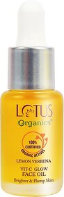 Lotus Organics+ Vitamin - C Glow Face Oil |Lemon Verbena|Brighter & Plump Skin Cleansing Oil (15 Ml)