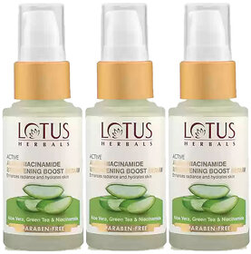 Lotus Herbals Active Aloe  Niacinamide Brightening Boost Serum Enhances Radiance  Hydrates Skin 30Ml  (Pack Of 3)