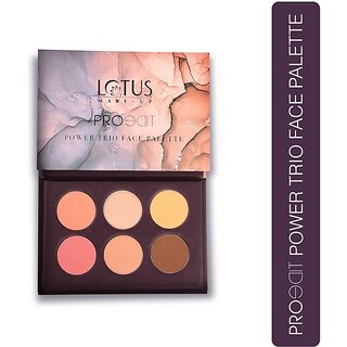 Lotus Make-Up Proedit Power Trio Face Palette|2 Blush|2 Highlighter|1 Contour|1 Banana Powder (Multicolor)