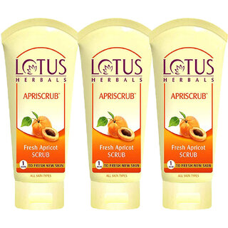 Lotus Herbals Apriscrub Fresh Apricot Scrub  Natural Exfoliating Face Scrub  Chemical Free 100G ( Pack Of 3)