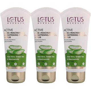 Lotus Herbals Active Aloe  Niacinamide Brightening Revival Scrub Removes Impurities  Exfoliates 100Gm ( Pack Of 3)