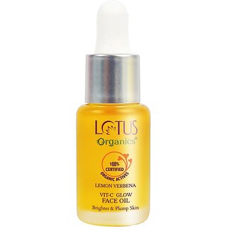 Lotus Organics+ Vitamin - C Glow Face Oil |Lemon Verbena|Brighter & Plump Skin Cleansing Oil (15 Ml)