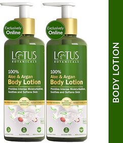 Lotus Botanicals 100% Aloe & Argan Body Lotion ( Pack Of 2 ) ( 280Ml x 2 ) (560 Ml)