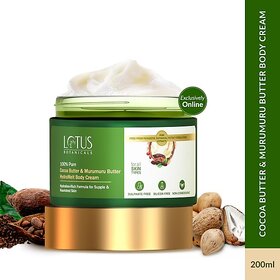 Lotus Botanicals 100% Pure Cocoa Butter & Murumuru Butter Hydramelt Body Cream, Nourished Skin (280 Ml)