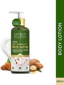 Lotus Botanicals 100% Shea & Almond Body Lotion|Smooth & Nourished Skin|Repairs Damaged Skin (280 Ml)