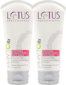 (Pack of 2) Lotus Professional Phyto-Rx Whitening & Brightening Face Wash | Amla, Lychee & Punarnava Extracts for Clear, Bright Skin (160 g)