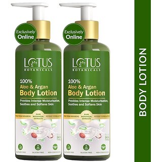 Lotus Botanicals 100% Aloe & Argan Body Lotion ( Pack Of 2 ) ( 280Ml x 2 ) (560 Ml)