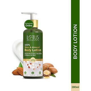 Lotus Botanicals 100% Shea & Almond Body Lotion|Smooth & Nourished Skin|Repairs Damaged Skin (280 Ml)