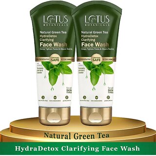 Lotus Botanicals Natural Green Tea Hydradetox Clarifying -100Ml ( Pack Of 2 ) Face Wash (200 Ml)