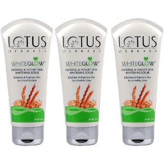 Lotus Herbals Whiteglow Oatmeal  Yogurt Skin Whitening Scrub 150G ( Pack Of 3)